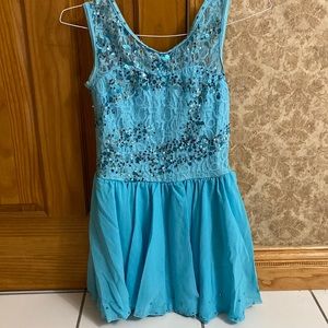 Weissman XL Child Dance Costume- Blue Sequence/ Jewels-
